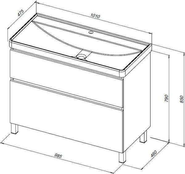 Тумба под умывальник Aquanet Вега 100 / 344125