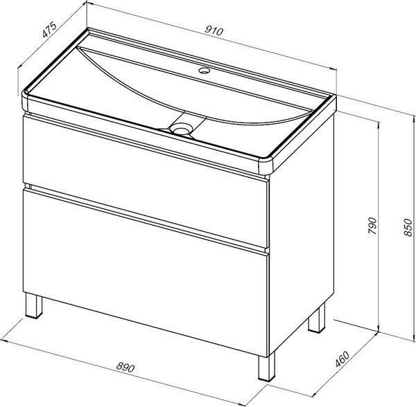 Тумба под умывальник Aquanet Вега 90 / 344124