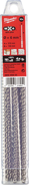 Набор буров Milwaukee SDS+ MX4 6x215 / 4932430234 - фото