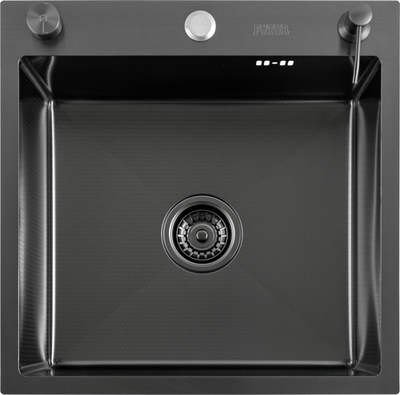 Мойка кухонная Futur FK 5050 Eco Embossing Pop-up Econom (черный нано) - фото