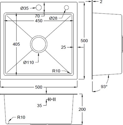 Мойка кухонная Futur FK 5050 Eco Embossing Pop-up Roll plus