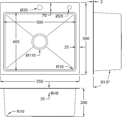 Мойка кухонная Futur FK 5550 Eco Embossing Pop-up Board plus
