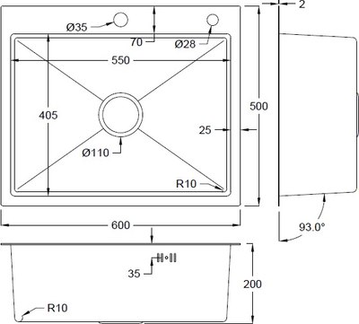 Мойка кухонная Futur FK 6050 Eco Embossing Pop-up Rinzer plus