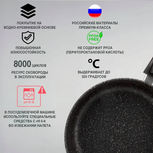 Сковорода Нева Металл Посуда Мраморная MR77024