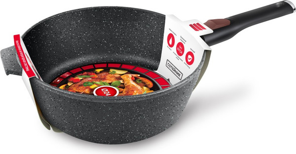 Сотейник Нева Металл Посуда Каменная Черный гранит 181324