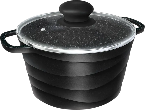 Кастрюля Нева Металл Посуда Каменная Черный гранит 186640 - фото