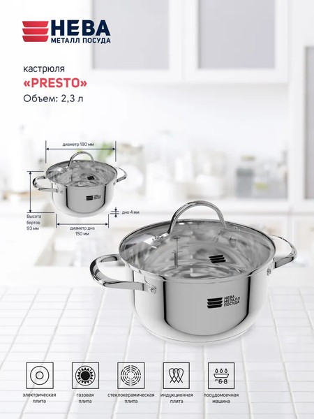 Кастрюля Нева Металл Посуда Presto КС123