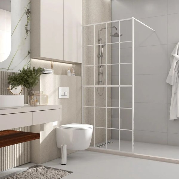 Душевая стенка Teymi Helmi 90x200 / T00302 (прозрачное стекло/белый матовый)