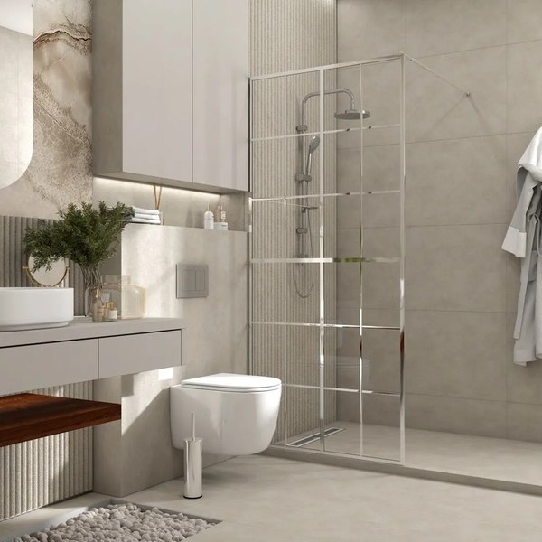 Душевая стенка Teymi Helmi 90x200 / T00303 (прозрачное стекло/хром глянцевый)