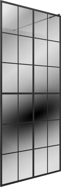 Душевая стенка Teymi Helmi 90x200 / T00311 (тонированное стекло/черный матовый) - фото