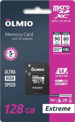 Карта памяти Olmio Extreme microSDHC 128GB Class 10 UHS-I 3 V30 A1 - фото
