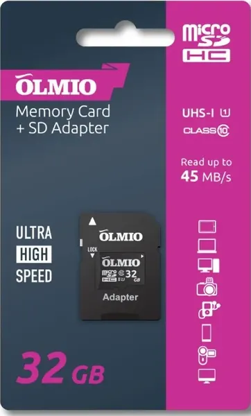 Карта памяти Olmio microSDHC 32GB Сlass 10 UHS-I 1 - фото