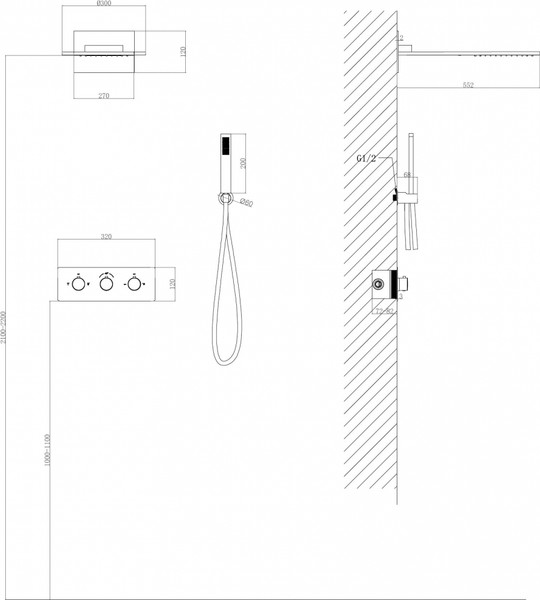 Душевая система со смесителем Abber Wasser Kreis AF8151G