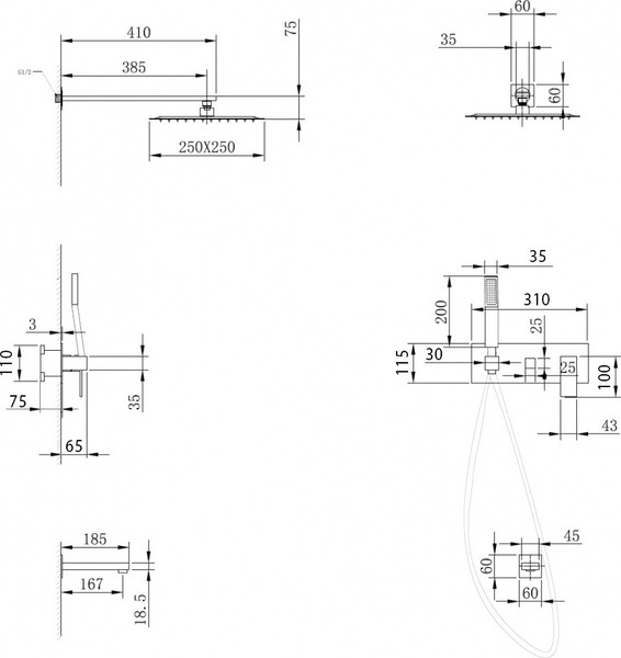 Душевая система со смесителем Abber Daheim AF8217W