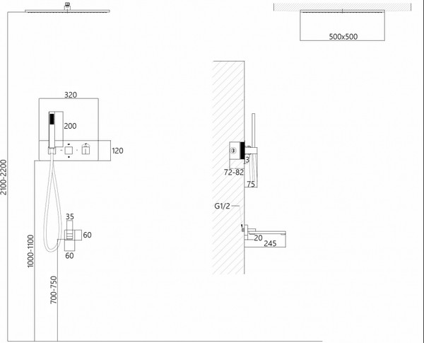 Душевая система со смесителем Abber Daheim AF8254W