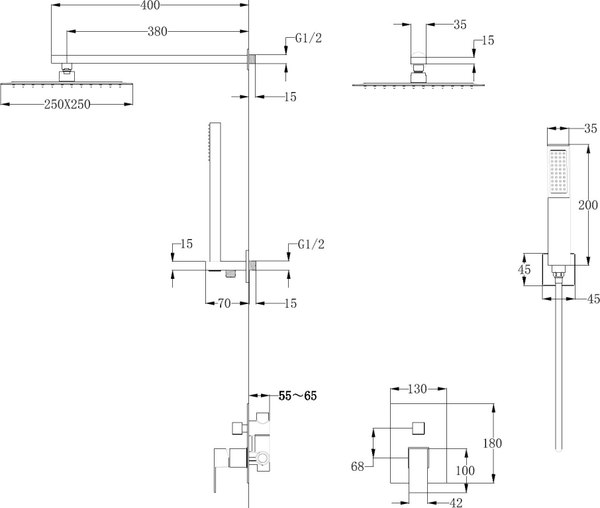 Душевая система со смесителем Abber Daheim AF8219SP