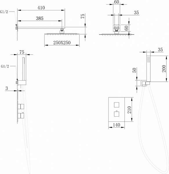 Душевая система со смесителем Abber Daheim AF8251SP