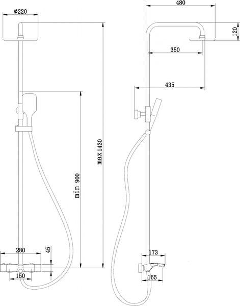 Душевая система со смесителем Abber Thermostat AF8516GL