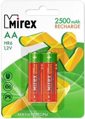 Комплект аккумуляторов Mirex HR6 2500mAh / HR6-25-E2 - фото