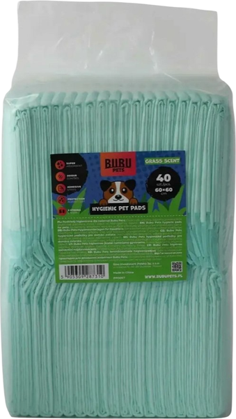Одноразовая пеленка для животных Bubu Pets с ароматом травы 60x60 / PP0007 - фото