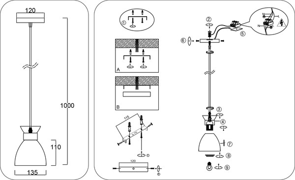 Потолочный светильник Ambrella TR8468 BK/FGD