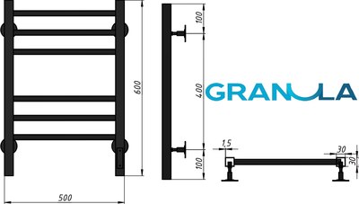 Полотенцесушитель электрический GRANULA Квадро Сплит 50х60