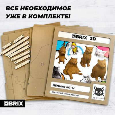 Конструктор QBRIX Мемные коты 3D 20093