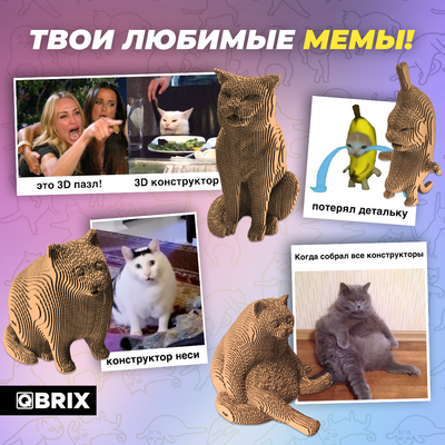 Конструктор QBRIX Мемные коты 3D 20093