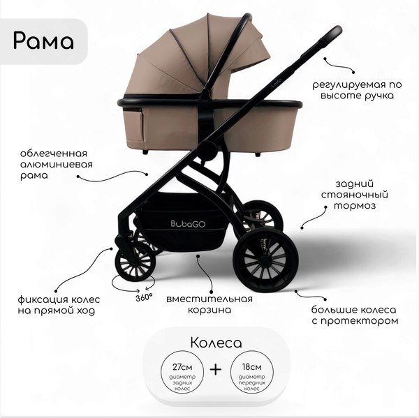 Детская универсальная коляска Bubago Lotta 3 в 1 / BG 150-2