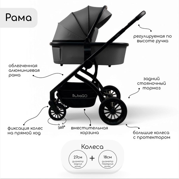Детская универсальная коляска Bubago Lotta 3 в 1 / BG 150-3
