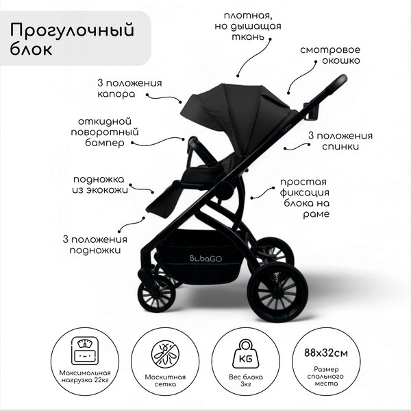 Детская универсальная коляска Bubago Lotta 3 в 1 / BG 150-1