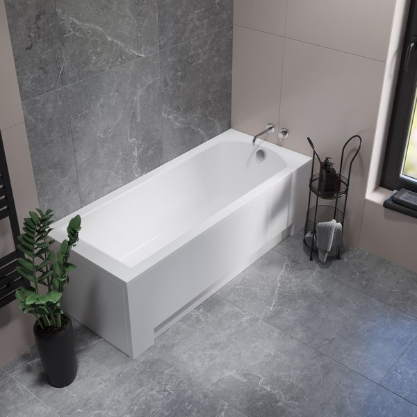 Ванна акриловая Lauter Amelia 160 / 21204060 (с каркасом, серым подголов, белым лиц. и торц. экраном)