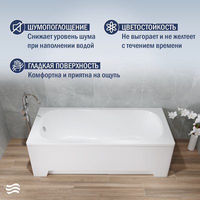 Ванна акриловая Lauter Sophia 150 / 21205150 (с каркасом, серым подголов, белым лиц. и торц. экраном)