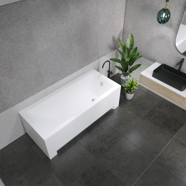 Ванна акриловая Lauter Estelle 170 / 21206070 (с каркасом, черным подголовником)