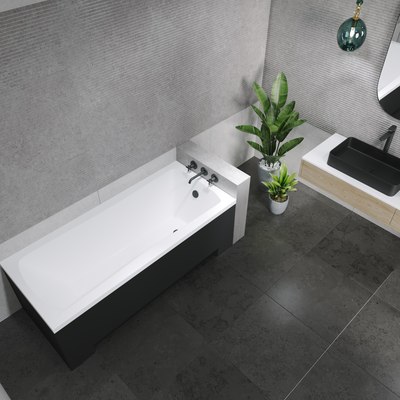 Ванна акриловая Lauter Bianca 140 / 21207140 (с каркасом, черным подголовником, черным лиц.экраном)