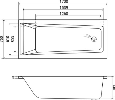 Ванна акриловая Lauter Versailles 170x75 / 21070075