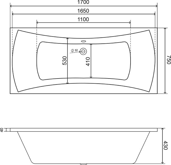 Ванна акриловая Lauter Olympia 170x75 / 21100075