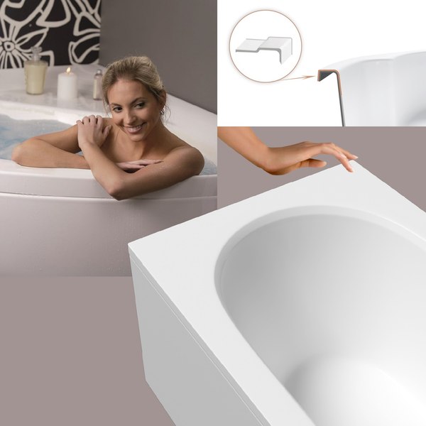 Ванна акриловая Lauter Ava 180 / 21208080 (с каркасом и серым подголовником)