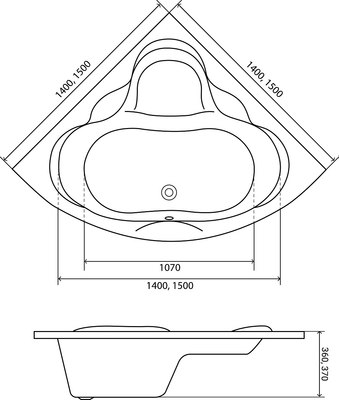 Ванна акриловая Lauter Riviera 150x150 / 21050150