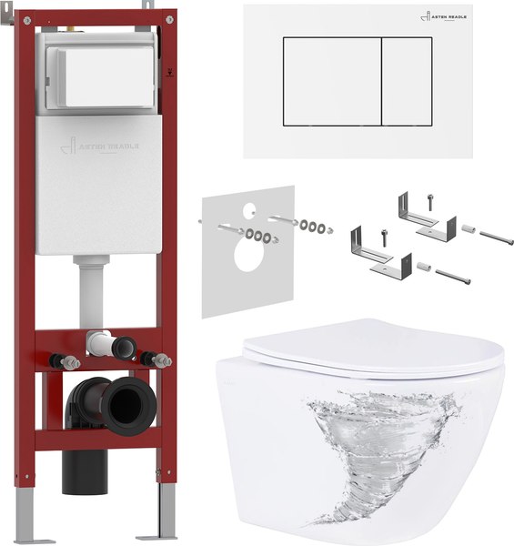 Унитаз подвесной с инсталляцией Asten Readle Zentralmodul AR0601-205W - фото