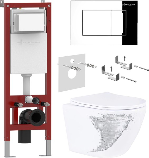 Унитаз подвесной с инсталляцией Asten Readle Zentralmodul AR0601-205CH - фото