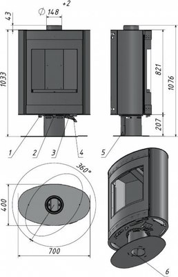 Печь-камин Мета-бел Свитязь / АОТ 7.0-01 (NR)