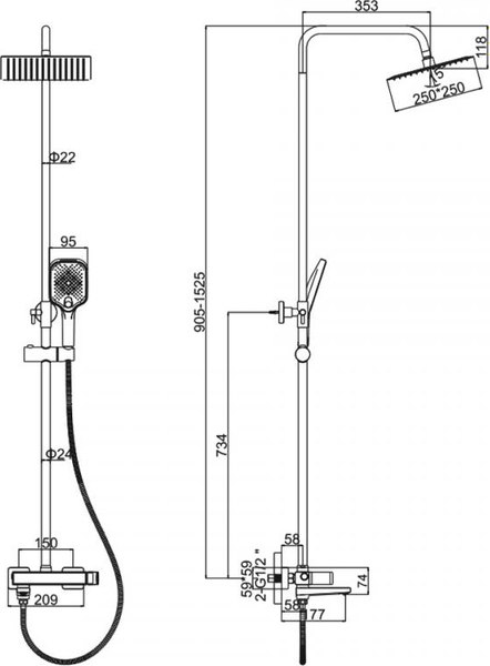 Душевая система со смесителем Ledeme L2473W