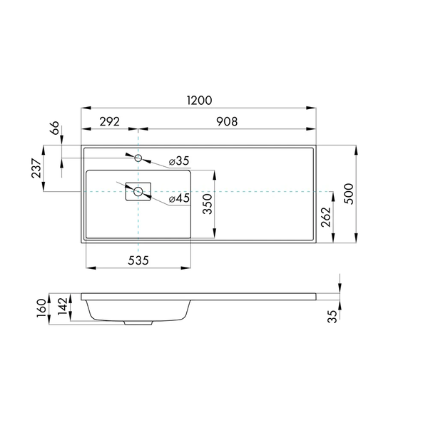 Умывальник Акватон Лайн 120 / 1A72863KLF21L