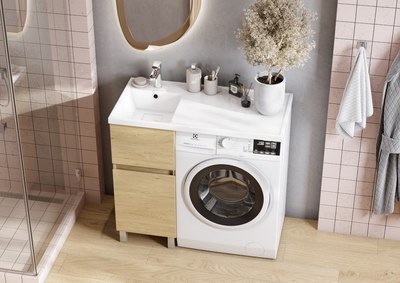 Тумба под умывальник Акватон Лайн 400 / 1A232201LFDK0 (дуб каменный) - фото