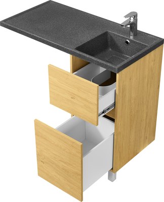 Тумба под умывальник Акватон Лайн 400 / 1A232201LFDK0 (дуб каменный)
