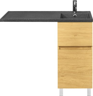 Тумба под умывальник Акватон Лайн 400 / 1A232201LFDK0 (дуб каменный)