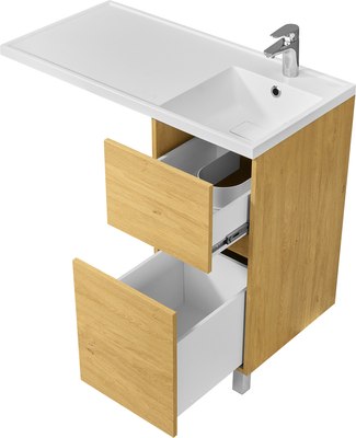 Тумба под умывальник Акватон Лайн 400 / 1A232201LFDK0 (дуб каменный)