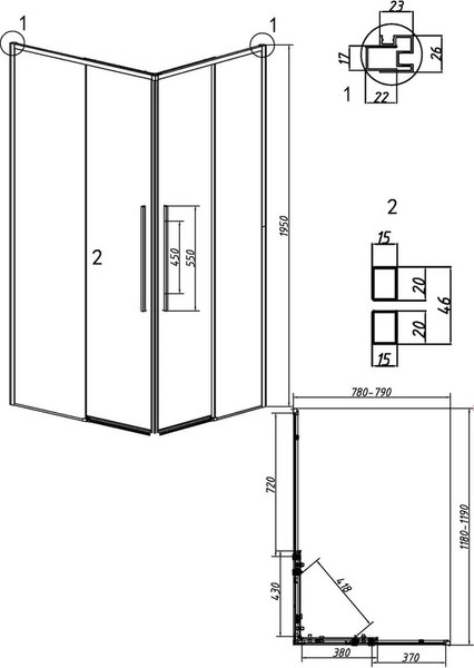 Душевой уголок Grossman Galaxy 120х80х195 / 300.K33.01.12R80L.10.02