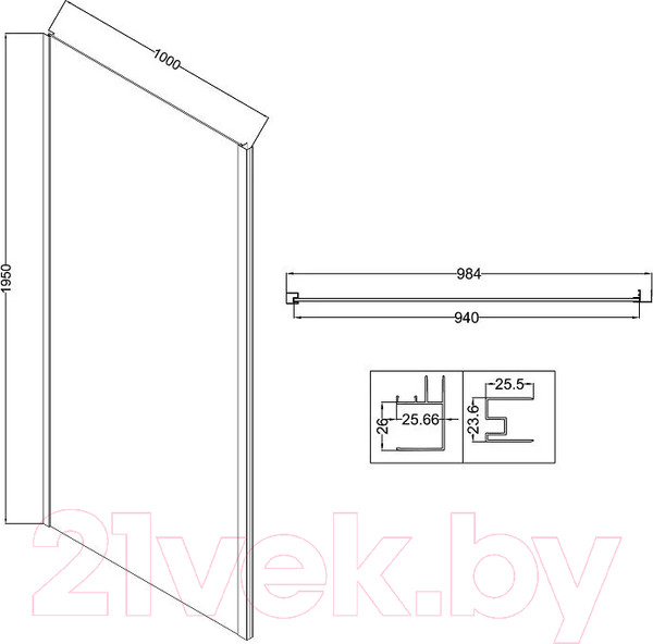 Душевая стенка Niagara Nova NG-A100GR-34 100х195